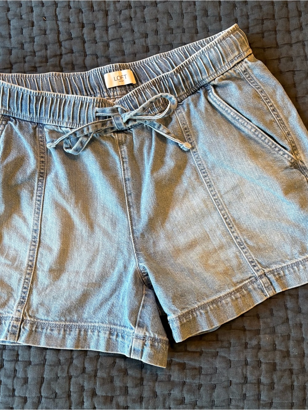 LOFT Light Blue Denim Drawstring Casual Shorts